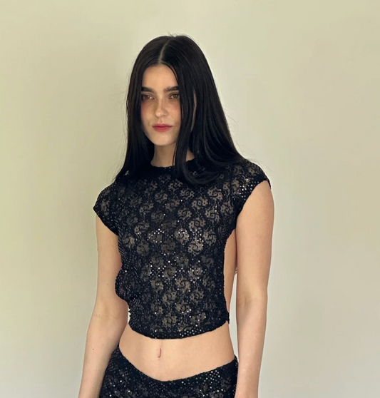 The Harmony Top - Black Sequin